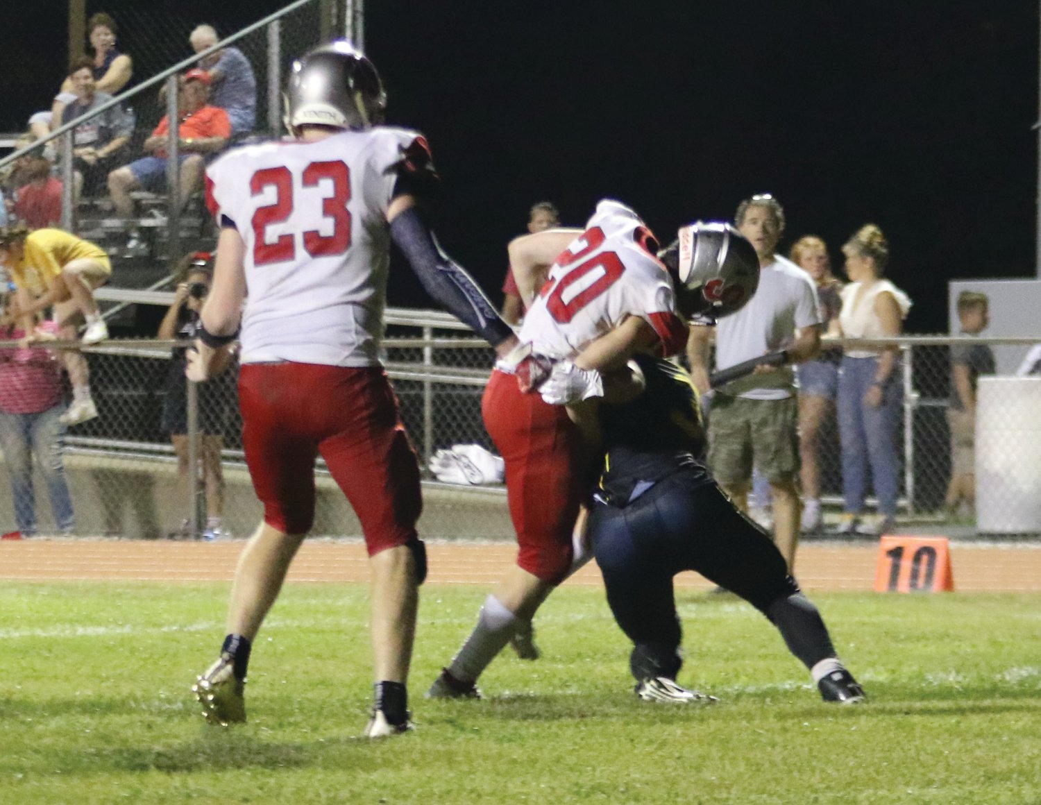 Southmont junior Kellan Kaelin scores a fourth quarter touchdown to put the icing on the cake of a 32-7 Mountie win at North Putnam on Friday night.